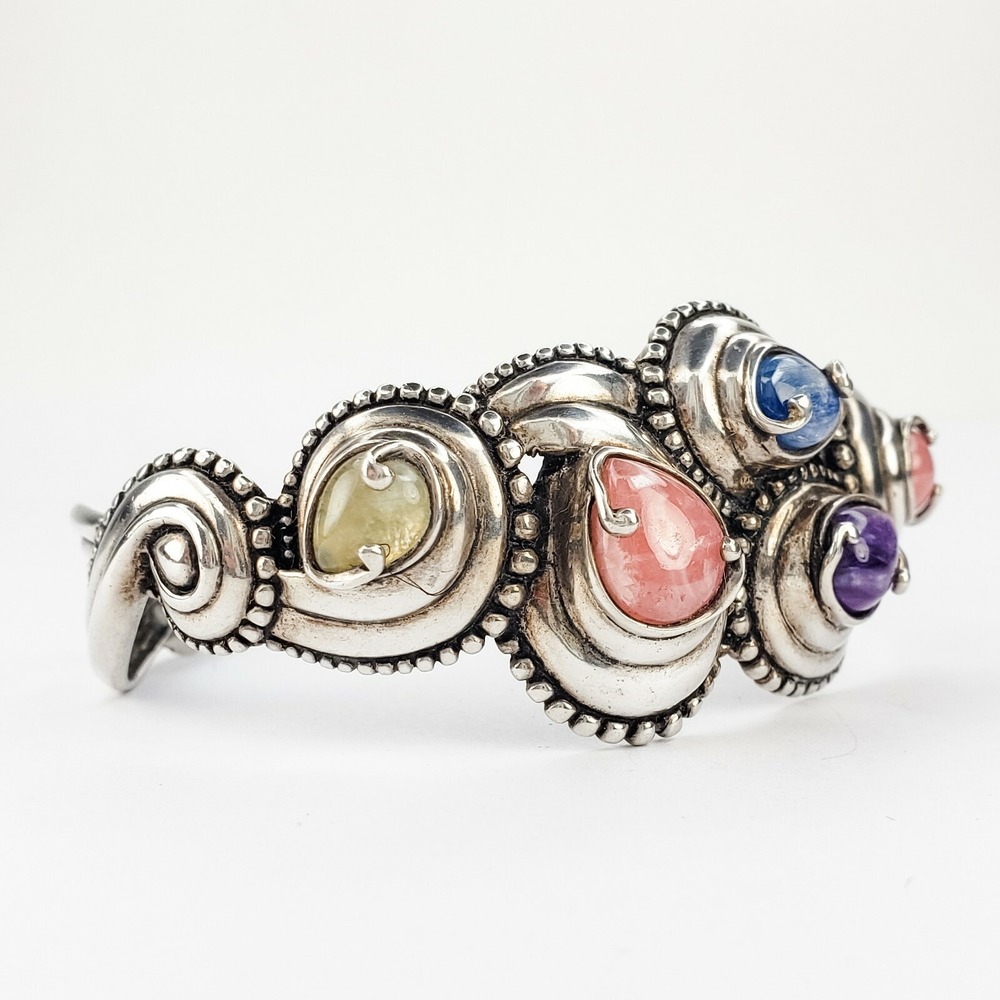 Carolyn Pollack Relios Agate Sterling Silver 925 Cuff Bracelet Stunning Design - Picture 3 of 7